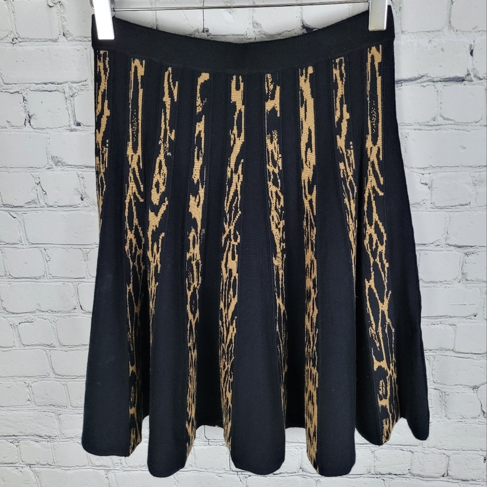 GRACE ELEMENTS | pleated animal print heavy knit skirt